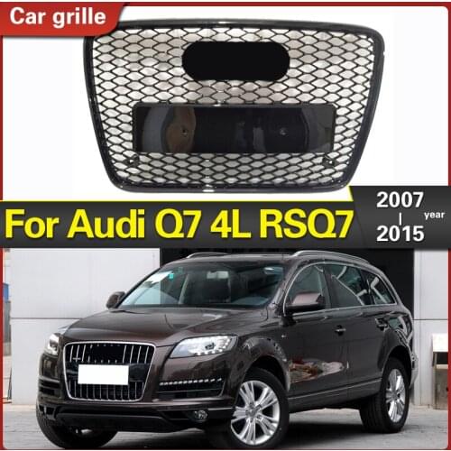 For RSQ7 Style Front Sport Hex Mesh Honeycomb Hood Grill Black for Audi Q7 4L 2007-2015 Car-styling Accessories