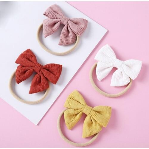 Girls Cotton Bows Hair Ring Baby Headband Hair Infant Solid Color Hair Bands Toddler Traceless Turban Head Wrap Baby Hair Rope
