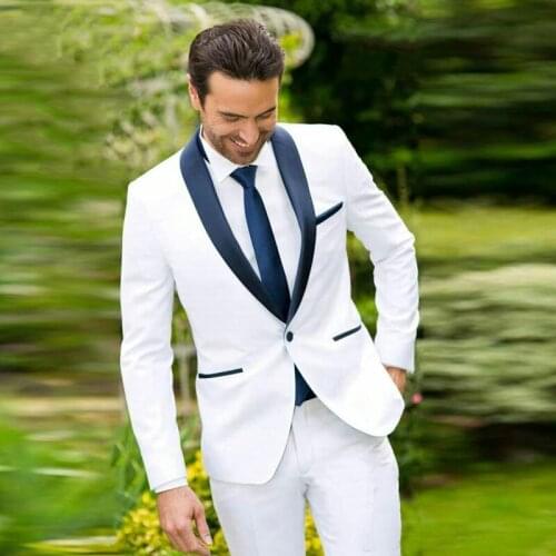 White Mens Custom Made Wedding Suit Groom Tuxedos Best Man Blazers Slim Fit Terno Masculino 2 Pieces Coat Pants Costume Homme