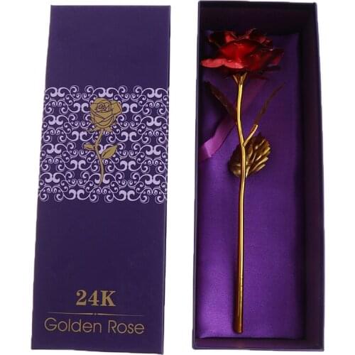 Creative Gifts Romantic Gold Foil Artificial Forever Rose with 'Love' Stand