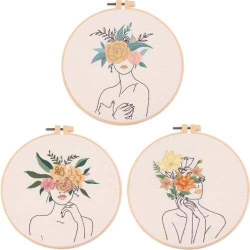 Beautiful Girl Embroidery Starter Kit for Beginners, Modern Embroidery Kits, Contains all Embroidery Tools, English Description