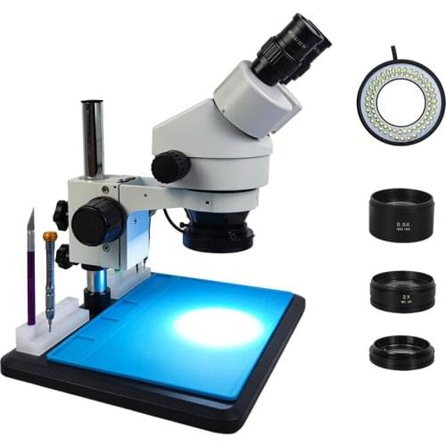 New LED Light 3.5-90x Continuous Zoom Binocular Stereo Soldering Microscope Barlow Lens Phone PCB Repair Tool microscopio