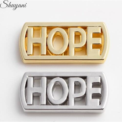 New Items 20pcs/lot Alloy 2 Color Square Floating Hollow Hope Words Charms Plate For Glass Lockets Pendant CHM#403