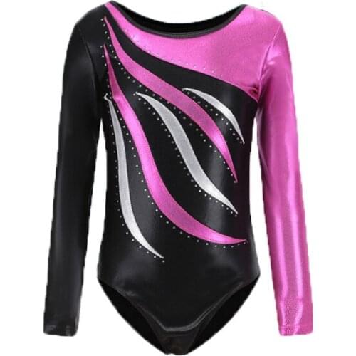 New Childrens Ballet Leotard Gymnastics Multicolor Diamond Suit Gymnastics Practice Cothes Long Sleeve Gymnastics Sportswear