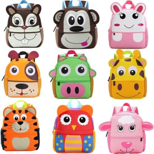 Animal Plush Backpack Toddler Kid Children Boy Girl 3D Cartoon School Bag Kindergarten
