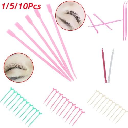 1-10PCS Plastic Fake Eyelash Perming Stick Tool Hot Glue Spoon Lashes Brush Mini Y Shape Comb Lash Lifting Curler Applicator