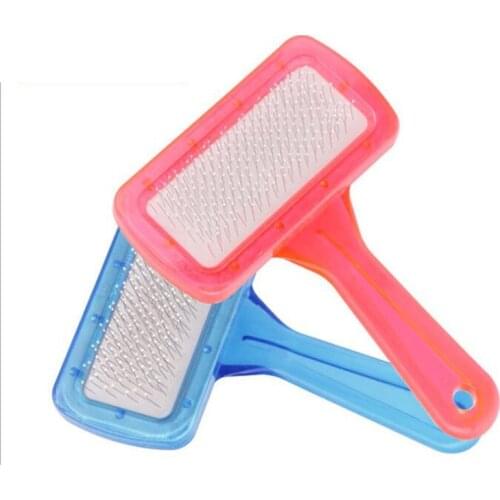 Pet Combs Dogs Beauty Tools Transparent Antiskid Handle Stainless Steel Antistatic Dog Comb Remove Hair Pet Grooming Combs