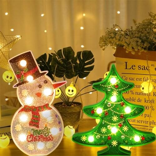 Christmas DIY Diamond Painting Light 5D full diamond Snowman Christmas Tree Night Light Holiday Decoration Ornaments