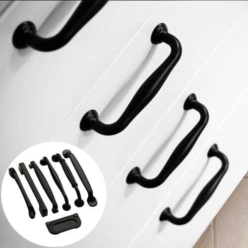 Zinc Alloy American style Kitchen Cupboard Black Cabinet Handle Drawer Door Knob Fashion Furniture Handle Hardware
