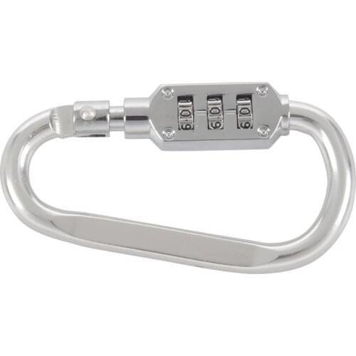 With combination padlock 3 digits numbers padlock carabiners silver