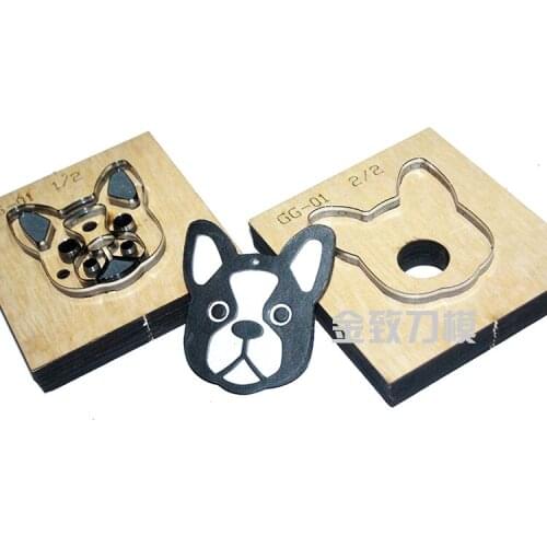 Dog Year Theme French Bulldog Pendant Knife Mold Handmade Leather Goods DIY Key Pendant Decorative Wooden Metal Knife Mold