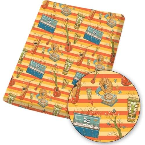 Fabrics Polyester Cotton Fabric By The Yard Phonograph Printed Dress Making DIY Crafts Supplies Handmade Masks 45*145cm 1pc