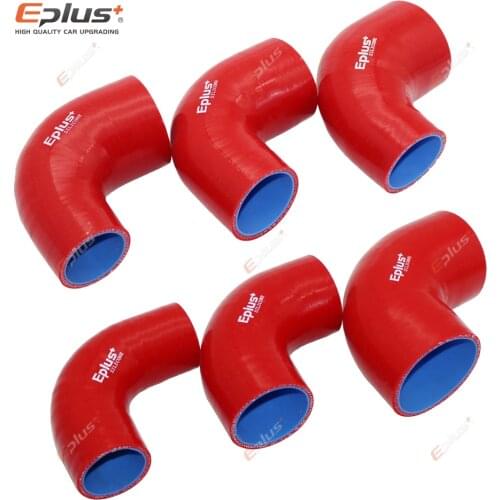 EPLUS Universal Silicone Tubing Hose Connector Intercooler Turbo Intake Pipe Coupler Hose 90 Degrees Multiple Sizes Red