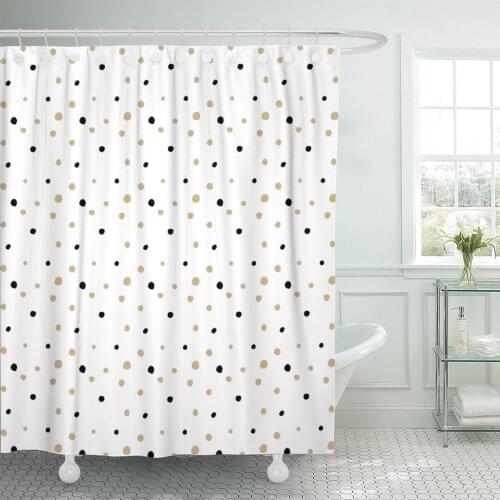 Abstract Polka Dots Pattern on Mini Circle Grungy Brush Shower Curtain Waterproof Polyester 72 x 78 inches Set with Hooks