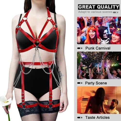 Harness Lingerie Sexy Womens Belt Leather Punk Goth Accessories Metal Chain Product Party Club Rave Costume Sword Belt Garters