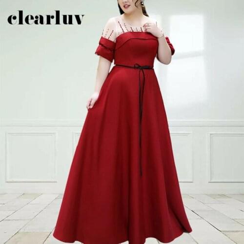 Burgundy Evening Dress DR1049 Sexy Illusion Crystal Long Dresses Evening Formal O-neck Women Party Gowns A Line Robe De Soiree