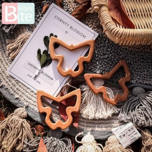 1pc Rodent Baby Wooden Teether Animal Pacifier Chain Pendant Butterfly Soaking Olive Oil Beech Wooden Blank ChildrenS Goods Toy