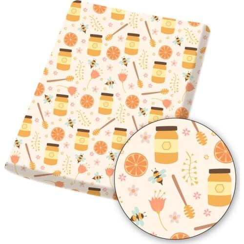 Polyester Cotton Fabrics Cartoon Bee Printed Cloth Sheets DIY Crafts Supplies Handmade Masks Dress Making Materials 45*145cm 1pc