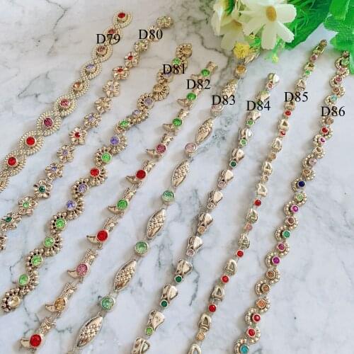 1Yard Rhinestone Plastic Chain Plated Gold Sew On Trim for DIY Wedding Costume Applique Jewelry Craft Accessories D79-86