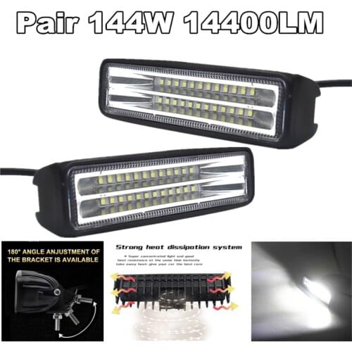 Work Lights Lamp 2 Pieces 12v 144w 14400lm Spot Led Off Road For Boat Truck Driving Atv Ute 4wd Suv