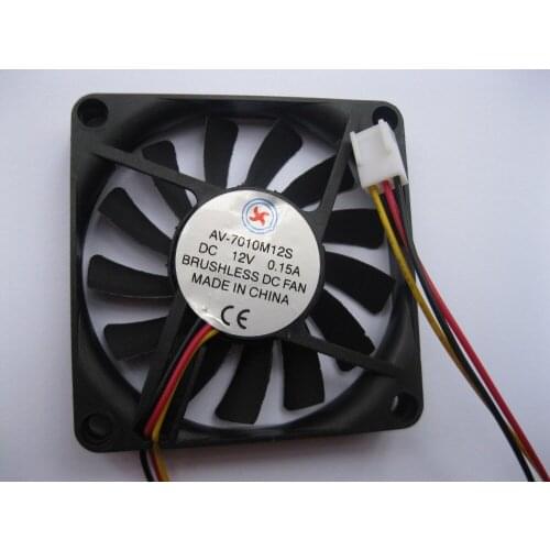 36 pcs Brushless DC Cooling Fan 13 Blade 12V 7010s 70x70x10mm 3 Wires Black