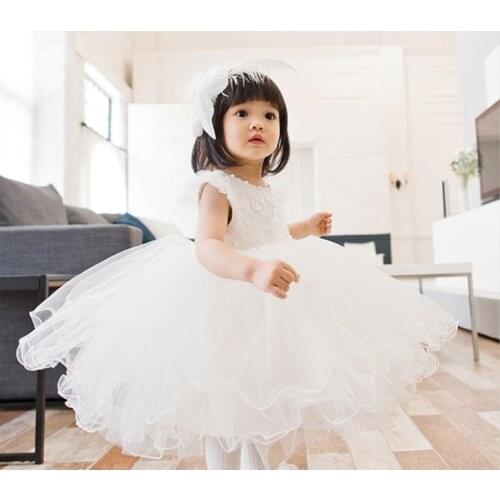 Toddler Girl White Sequin Baptism Dress Christmas Costumes Baby Girls Princess Tutu Dresses 1 Year Birthday Gift Kid Party Wear