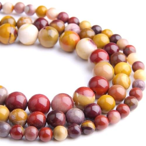 Natural red yellow Mookaite stone beads loose round smooth spacer egg beads for jewelry making wholesale bracelets diy material