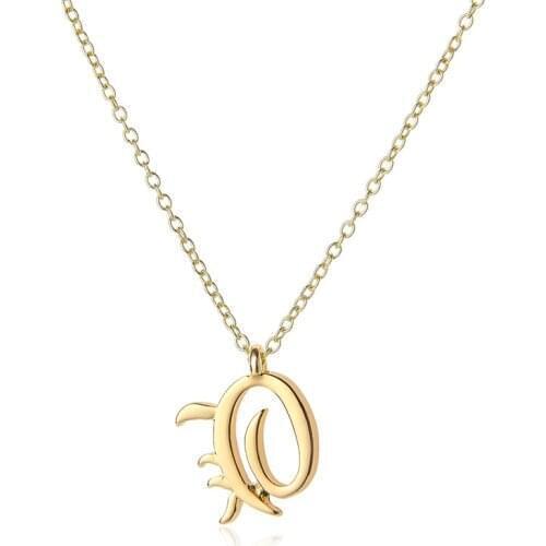 Cursive English letter O name Sign Personality pendant chain necklace alphabet Initial sign friend family gift necklace jewelry
