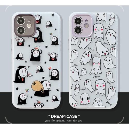 No Face Man Ghost Phone Case for iPhone 11 12 Mini Pro Max X XR XS 7 8 Plus SE 2020 Precision Camera Frame Protection Back Cover