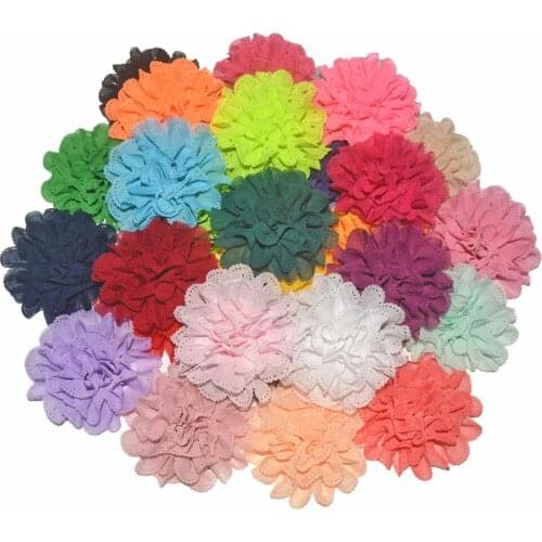 3.5inch Handmade Blossom Eyelet Flowers For Children Hair Accessories Diy Fabric Flowers Kids Headbands 100pc/30colors