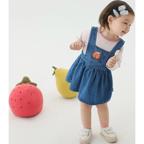 1 2 3 4 5 6 Y Baby Girls Strap Dress Spring Autumn Kids Korean Embroidery Denim Vest Dress Cute Sleeveless Denim Dress for Girl