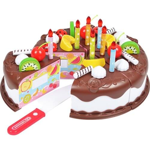 Birthday Childrens Day Gift,Food Play Toy Set,DIY Cutting Pretend Play Birthday Party Cake with Candles for Children Kids