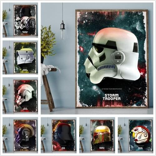Disney Star Wars Villain Head Classic Sci-Fi Movie Poster and Print Canvas Painting Wall Art Picture for Living Room Home Decor