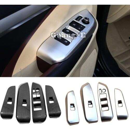For Toyota Highlander 2018 2019 2020 Car Sticker Inner Door Window Glass Panel Armrest Lift Switch Button Trim Frame 4pcs