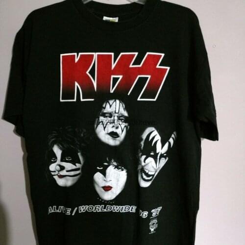 T-Shirt Vtg 90s KISS Alive Worldwide 96 - 97 Tour Double Sided Rock Rare Shirt
