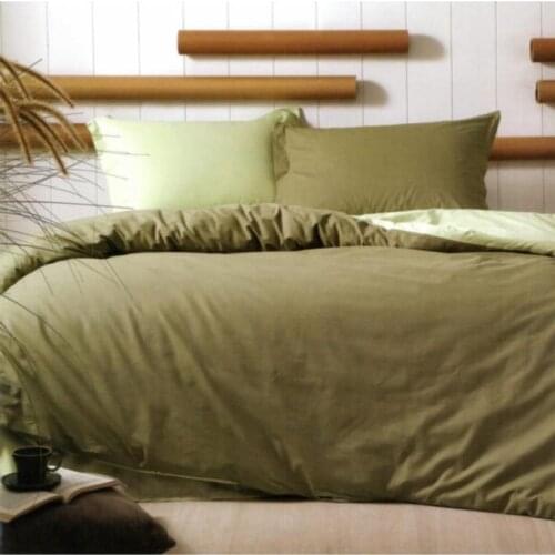 Khaki Green Plain Solid Duvet Cover Set Cotton 4 Pcs Queen Double Full Size Bedding Bed Linens