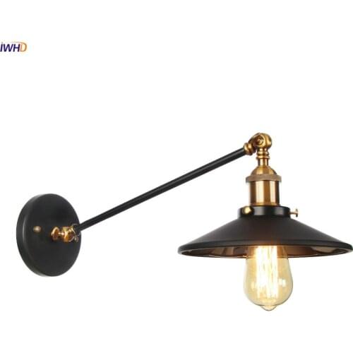 IWHD Single Arm Vintage Wall Lamp Bedroom Up Down Loft Industrial Decor Retro Wall Light Sconce Applique Murale Luminaria LED