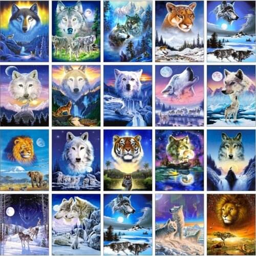 AZQSD Paint By Numbers For Adults Animals Picture By Numbers Wolf HandPainted Home Decor Gift Wall Art Diy 60x75cm Framed