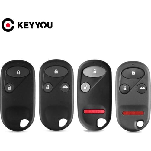 KEYYOU 10pcs 4 Buttons Auto Car Remote Key Shell Cover For Honda Accord CRV S2000 Civic Odyssey Key Fob Case & Pad