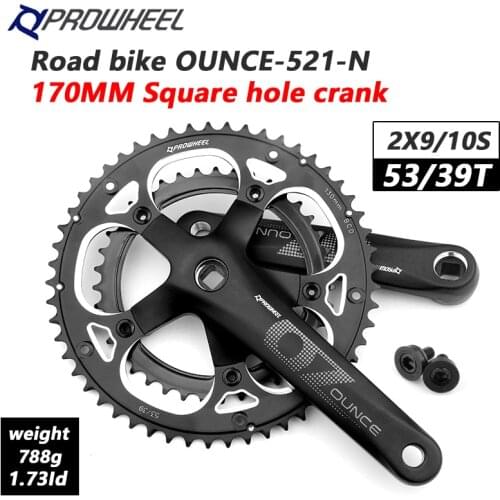PROWHEEL 130BCD 53T/39T Road Bicycle Crankset 170mm 172.5mm Aluminum Alloy Crank 2x9S/10Speed Square Hole Double Sprockets Steel