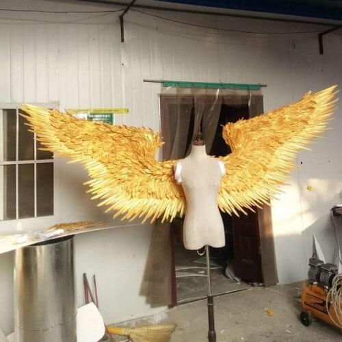 Cosplay Gold large adult angel wing catwalk underwear show props festival Angel Feather wing costume party supply