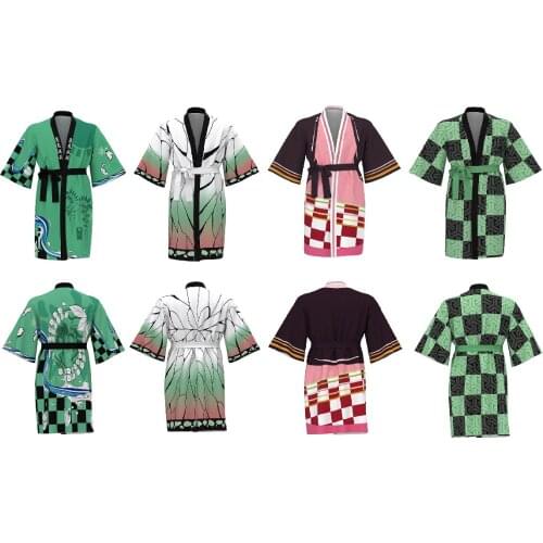 Kids Adult Demon Slayer Urokodaki Sakonji Cosplay Costume Kimono Bathrobe Long Bath Robe