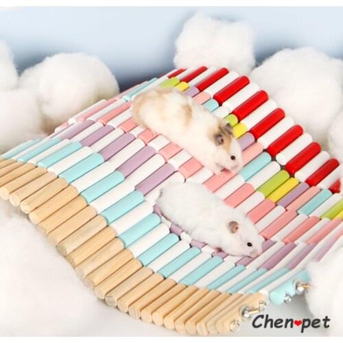 Colorful Small Pet Toy Hamster Wooden Bridge Bird Standing Guinea Pig Chinchilla Chewing Toys Cage Decor Hamster Accessories