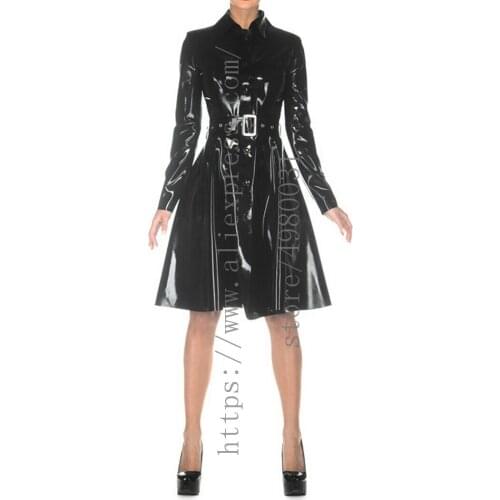 Cool womens office lady slim black long latex dress Fetish made of 0.4mm thickness natural latex materials