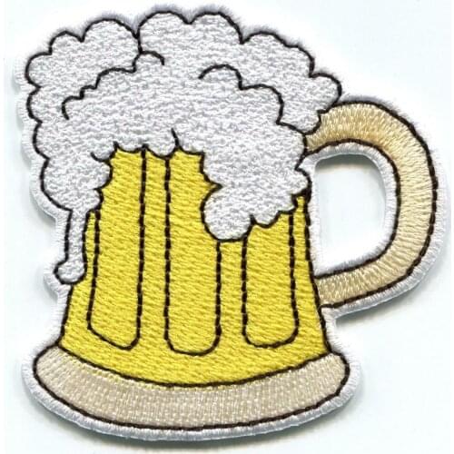 Hot! Mug of beer glass pint stein embroidered applique iron on patch (Size is about 5 * 5 cm)