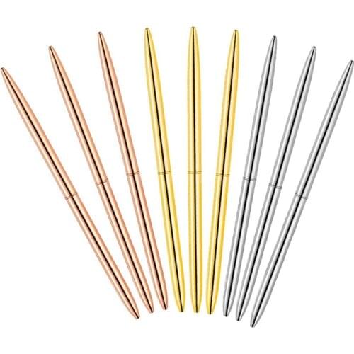 Metallic Retractable Ballpoint Pen With Refills Black Ink, Slim Twist, Stationery For Students Back To School Supplies