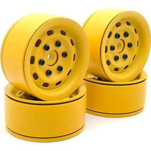 4PCS Metal 1.9 inch Wheel Rim for 1/10 RC Rock Crawler Traxxas TRX-4 D90 D110 Defender Axial SCX10 90046 90047,Yellow