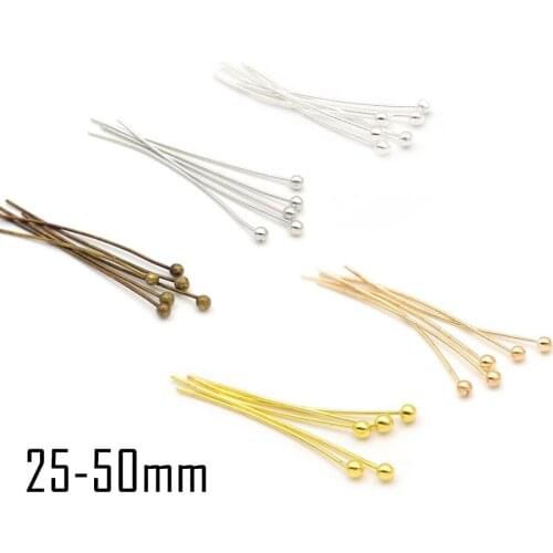 100pcs 4 Size Glossy Silver Gold Colors Metal Ball Heads Pin Diy Supplies For Jewelry Making Findings Accessories Wholesale