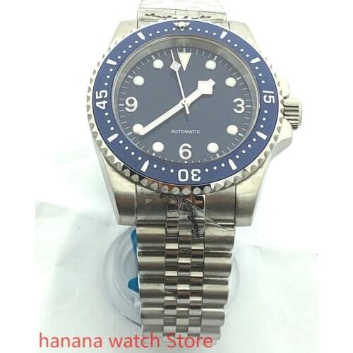 Bliger 40mm Mens New Top Mechanical Watch Silver Case Sapphire Crystal Ceramic Bezel NH35 Movement Automatic Watch