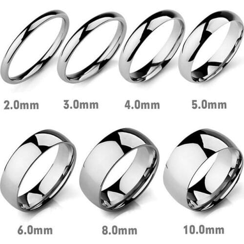 Inside and Outside Curved Smooth Ring Fashion Jewelry Stainless Steel Mens Ring, Couple Rings for Men Women 4mm6mm8mm12mm Wide